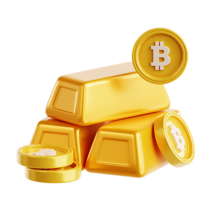 Bitcoin und Gold  3D Icon