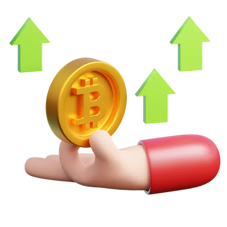 Bitcoin Up  3D Icon