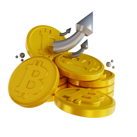 Bitcoin Up  3D Illustration