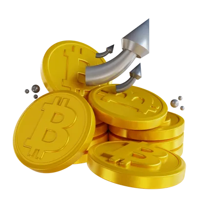 Bitcoin Up  3D Illustration