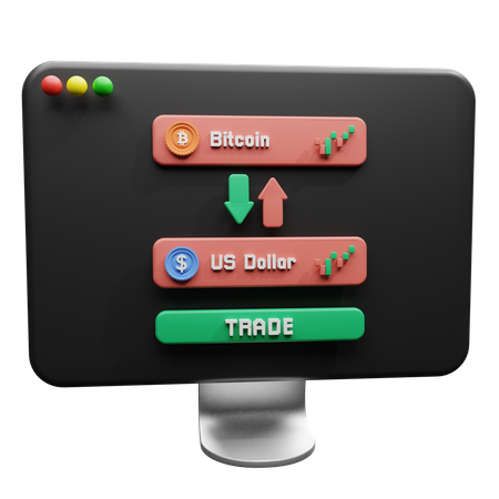 Bitcoin US Dollar Trade  3D Illustration