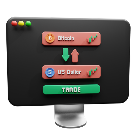 Bitcoin US Dollar Trade 3D Illustration