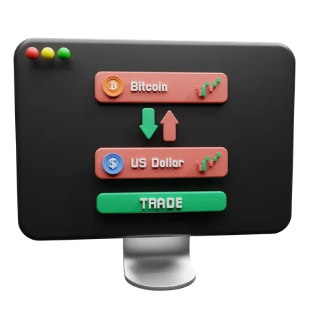 Bitcoin US Dollar Trade 3D Illustration