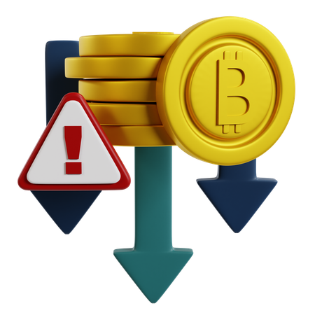 Bitcoin Value Decline  3D Icon