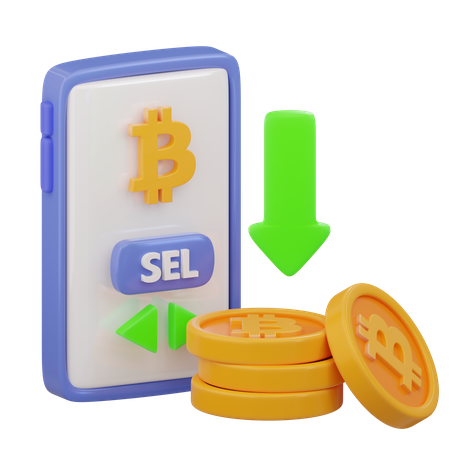 Bitcoin Value Decrease  3D Icon