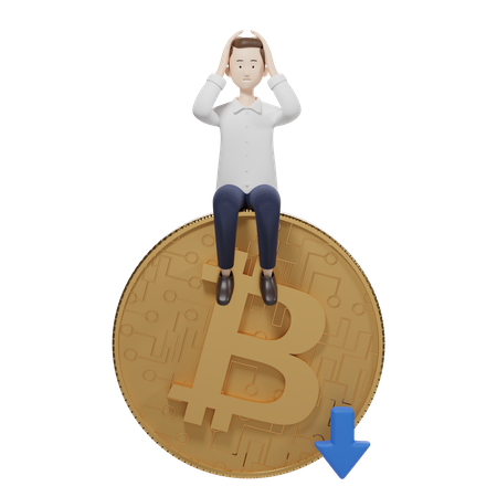 Bitcoin Value Down  3D Icon