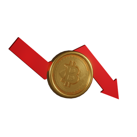 Bitcoin Value Down  3D Icon