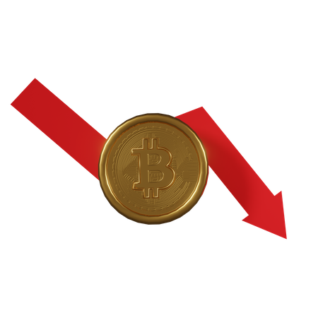 Bitcoin Value Down  3D Icon