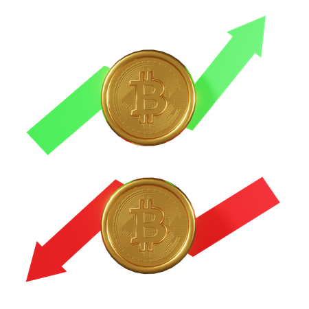Bitcoin Value Down  3D Icon