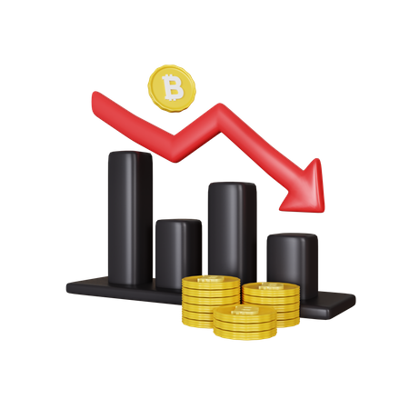 Bitcoin Value Down  3D Icon