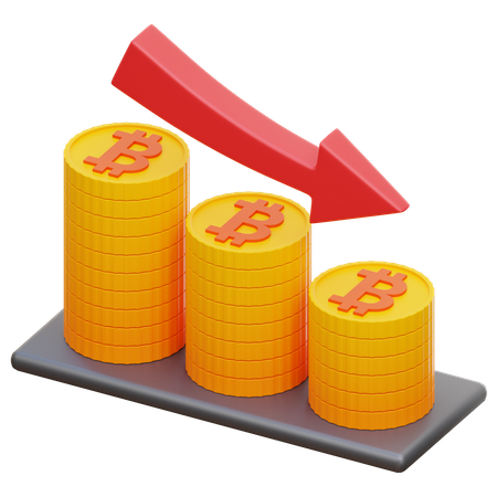 Bitcoin Value Down  3D Illustration