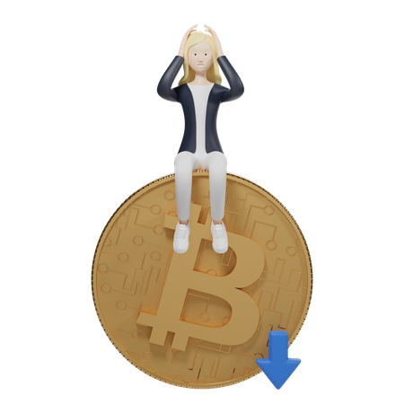 Bitcoin Value Down  3D Illustration