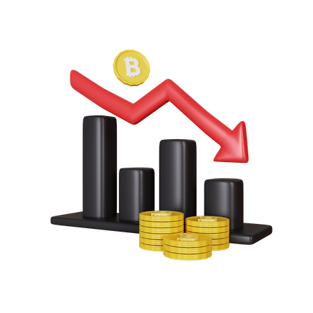 Bitcoin Value Down  3D Illustration