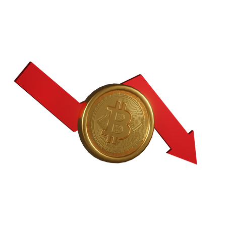 Bitcoin Value Down 3D Illustration
