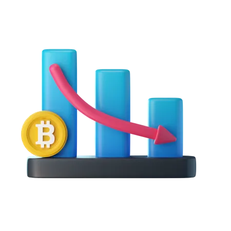 Bitcoin Value Down  3D Icon