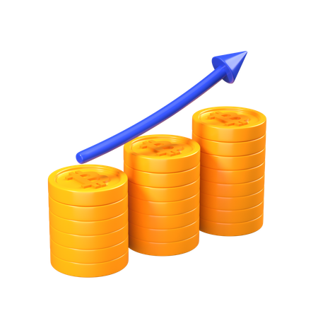 Bitcoin Value Growth  3D Icon