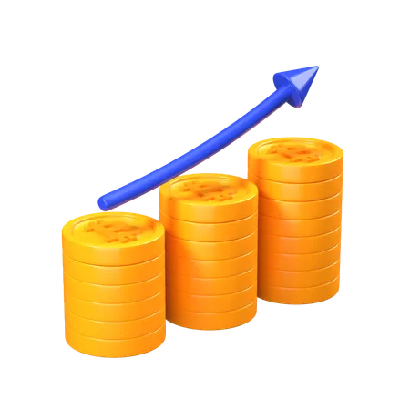 Bitcoin Value Growth  3D Icon