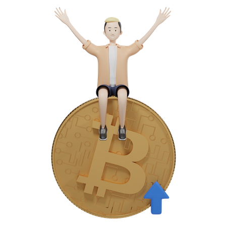 Bitcoin Value Up  3D Illustration