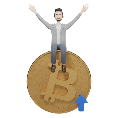 Bitcoin Value Up 3D Illustration