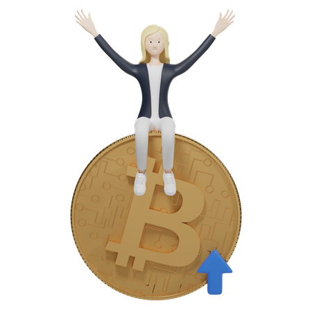 Bitcoin Value Up 3D Illustration