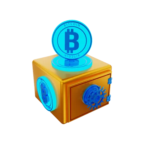 Coffre-fort Bitcoin  3D Illustration