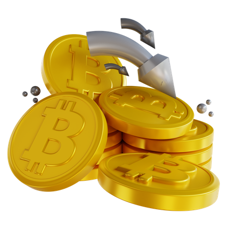 Bitcoin en baisse  3D Illustration