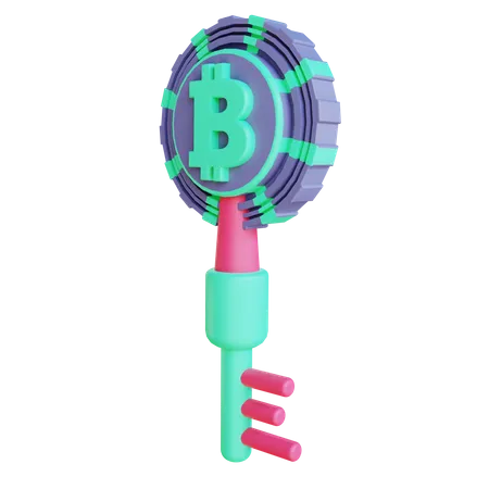 Bitcoin-Verschlüsselungsschlüssel  3D Illustration