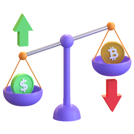 Bitcoin vs dólar  3D Illustration