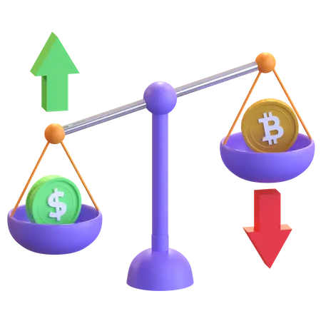 Bitcoin Vs Dollar  3D Illustration