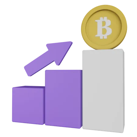 Bitcoin-Wachstumsdiagramm  3D Illustration