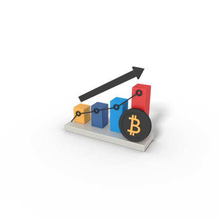 Bitcoin-Wachstumsdiagramm  3D Icon
