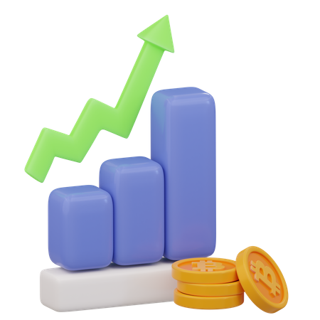 Bitcoin-Wachstumsdiagramm  3D Icon