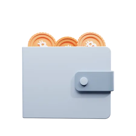 A Smooth Wallet With Bitcoins 3D Illustration