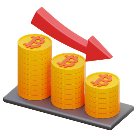 Bitcoin-Wert gesunken  3D Illustration