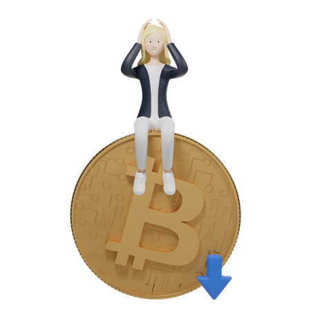 Bitcoin-Wert gesunken  3D Illustration