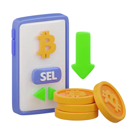 Bitcoin-Wert sinkt  3D Icon