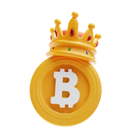 Bitcoin With Crown  3D Icon