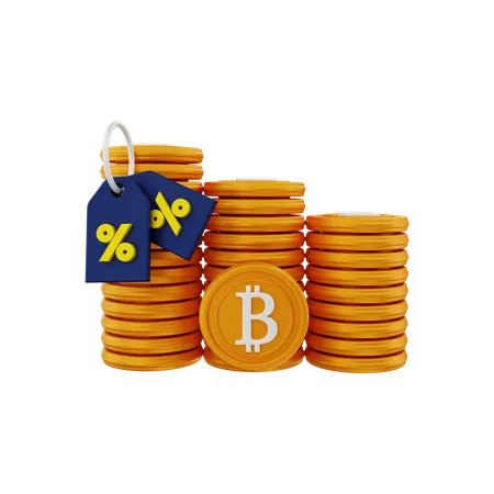 Bitcoin with discount  3D Illustration