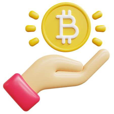 Bitcoin With Hand  3D Icon