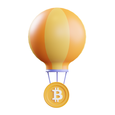 Bitcoin with hot air balloon  3D Illustration