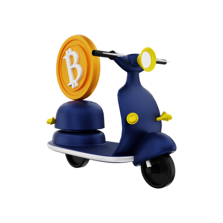 Bitcoin with motorbike  3D Illustration