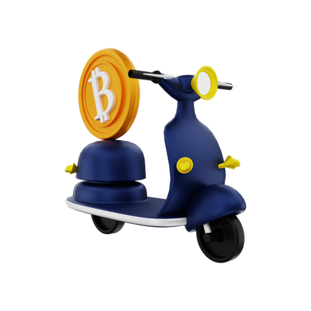 Bitcoin with motorbike 3D Illustration