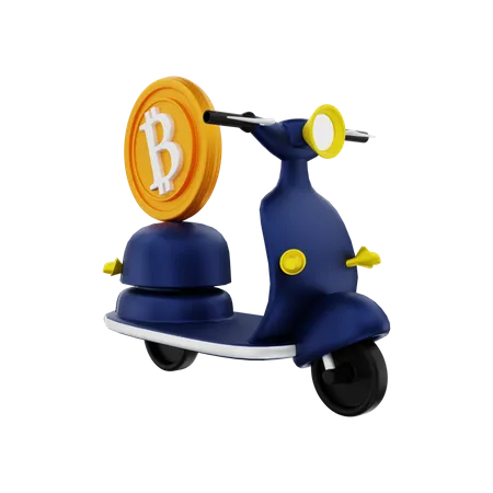 Bitcoin with motorbike  3D Illustration