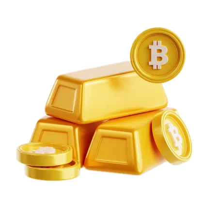 Bitcoin y oro  3D Icon