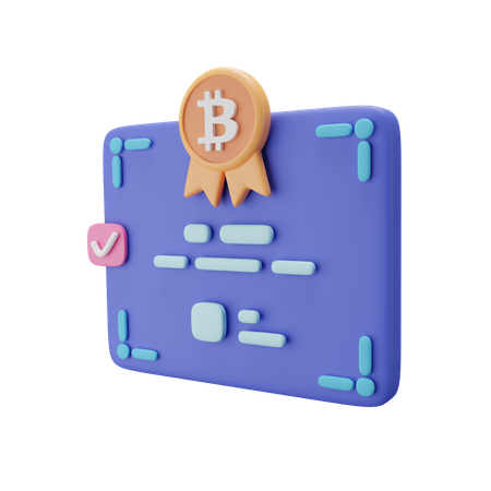 Bitcoin-Zertifikat  3D Icon