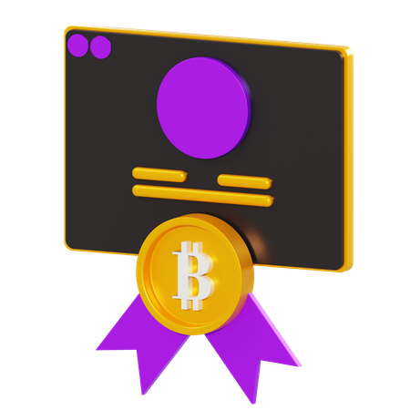 Bitcoin-Zertifikat  3D Illustration