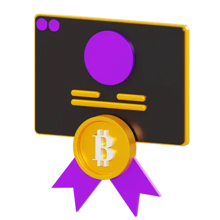 Bitcoin-Zertifikat  3D Illustration