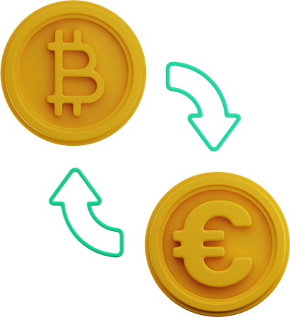 Bitcoin in Euro umtauschen  3D Illustration