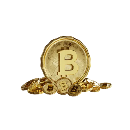 Bitcoins dorados  3D Illustration