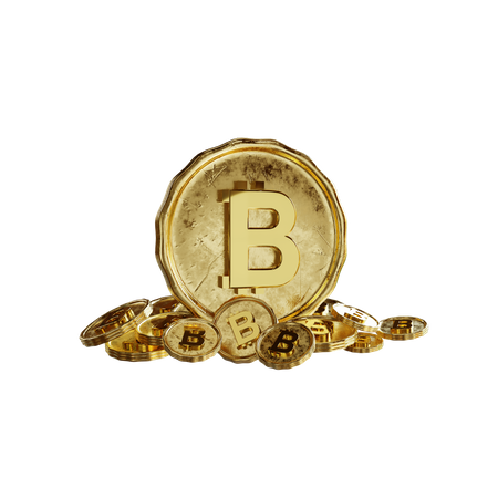 Bitcoins dorés  3D Illustration